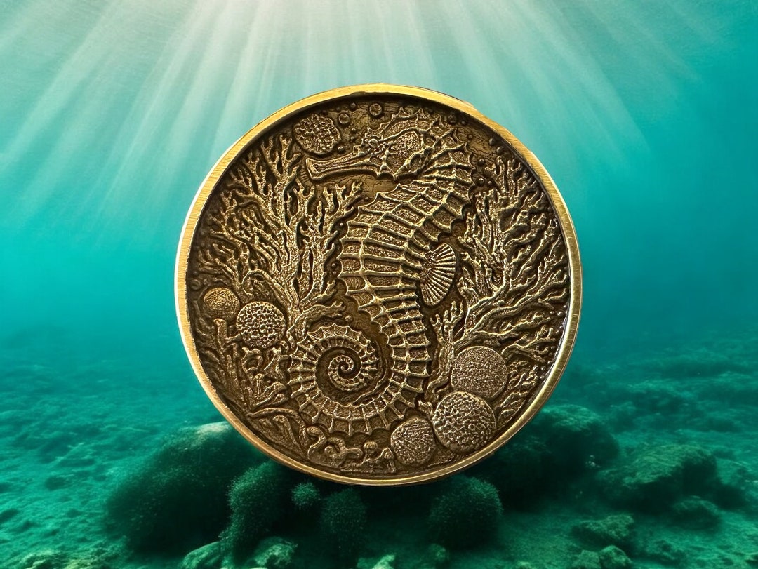 Seahorse Brass Coin: Ocean Lover Gift, Collectible Coin - Etsy