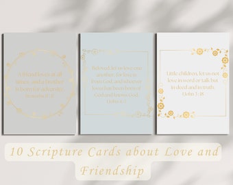 Friendship Scripture Cards Printable, Best Friend Gift, Friendship Gift, Christian Gift, Friend Bible Verse Cards, Friendship Card