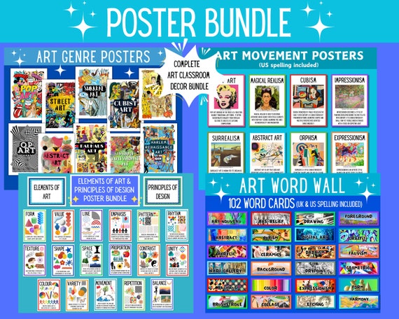 Art Classroom Poster Bundle - Art Classroom Posters - Art Teaching Resource - Elementary Art Posters