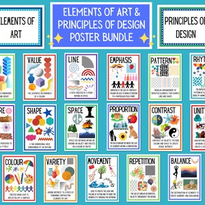 Principles of Design and Elements of Art Poster Bundle, Art Classroom Posters, Art Teaching Resource, Instant Download and Print