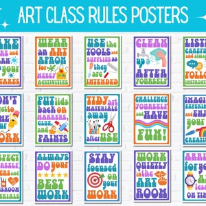 Art Classroom Rules Posters, Primary, Elementary and Middle School Art ...
