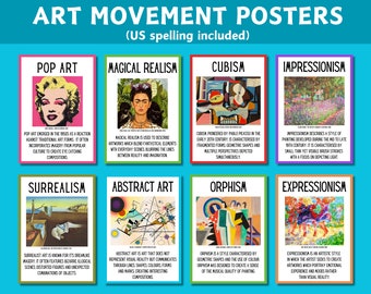 Kunstklassenzimmer Poster - Kunstbewegungen Poster - Kunstunterricht Materialien - Kunstklassenzimmer Dekor