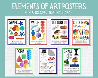 Elements of Art Posters, Art Classroom Decor, Printable Download, Art Class Posters