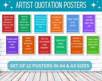 Poster con citazioni di artisti, poster per Art Room, poster di artisti famosi, poster per Art Room