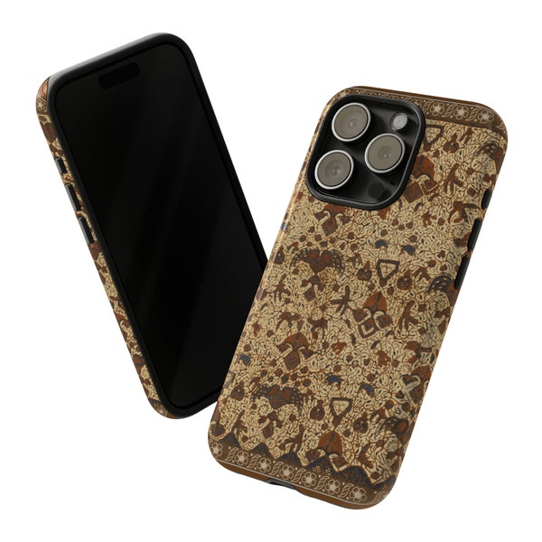 Coque de téléphone portable batik indonésien motifs tissu pour iPhone 15 13 11 pro mini, Samsung Galaxy S23, Google Pixel 7