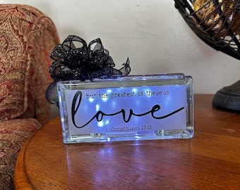Decorated Glass Block with fairy lights.