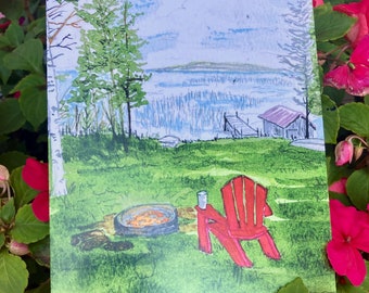 Note Card: "Perfect Peace";   5 x 7 blank note card, w/envelope, printed from original water color painting