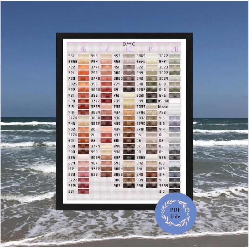 DMC Floss Color Chart Pg 4 Cross Stitch Pattern (oranges, Browns, Grays ...