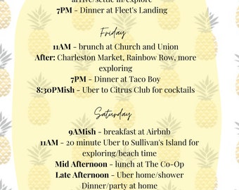 Bachelorette Itinerary Template