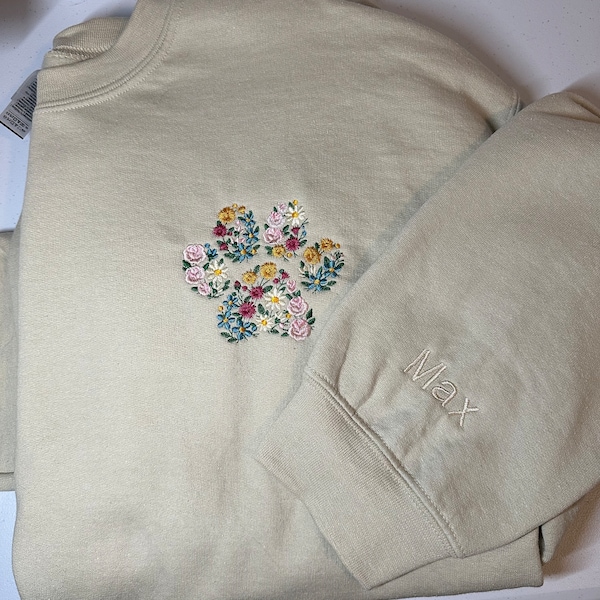 Embroidered Floral Paw Print