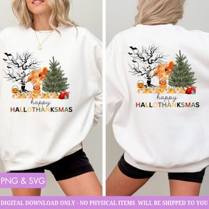 Happy Hallothanksmas Png,Happy Halloween Thanksgiving Christmas Svg, Funny Holiday Shirt Png, Halloween Autumn Fall Png Svg, Fall Season Png