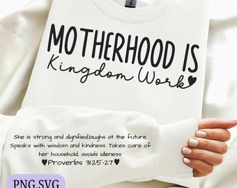 Motherhood is Kingdom Work, Christian Mom png, Christian Bible Verse Svg, Gift for Christian Mom Png, Christian Mom Shirt Svg