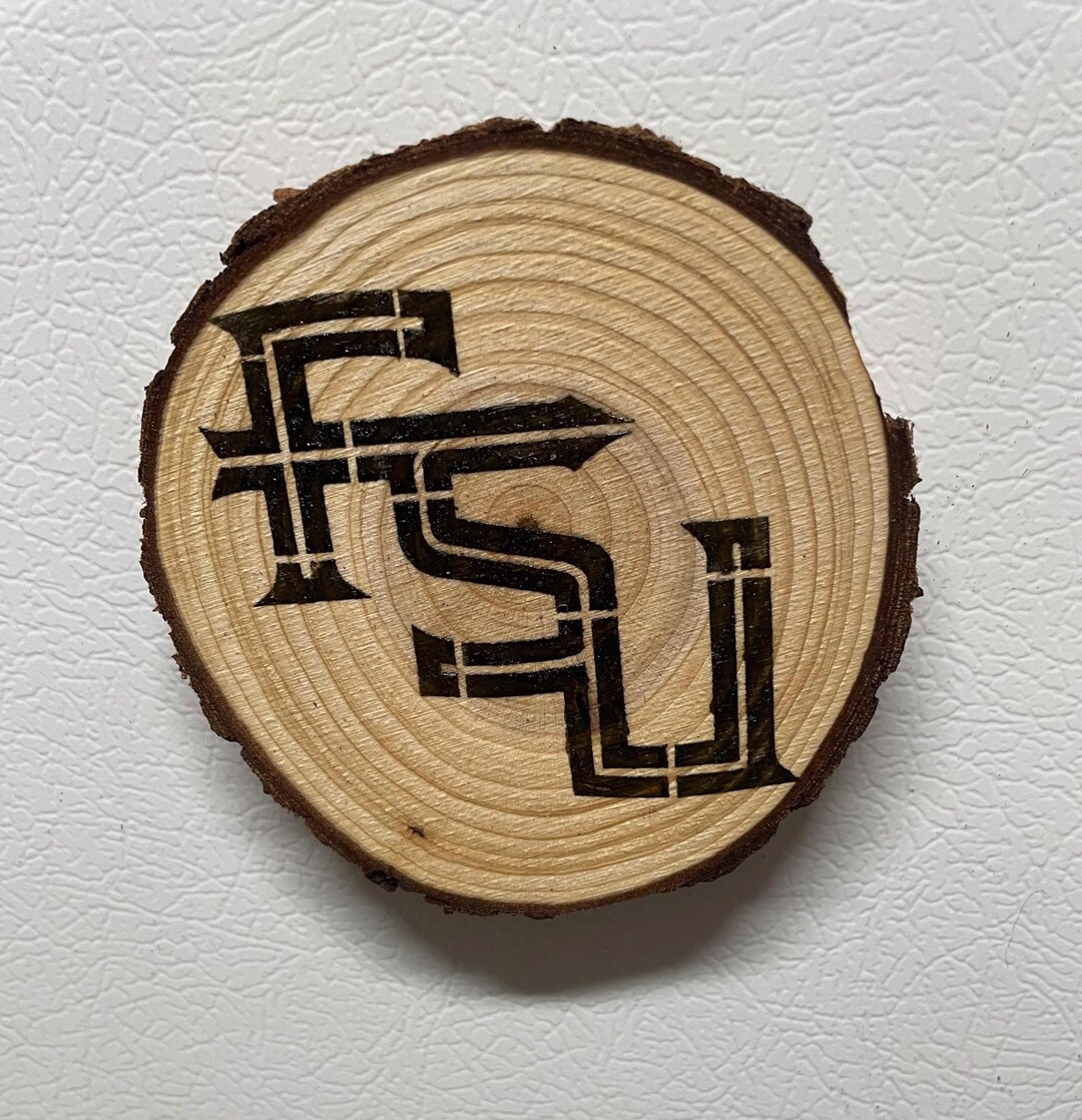 Fsu Wood Inlay Go Noles | FSU Magnet: Natural Wood, Round, 4