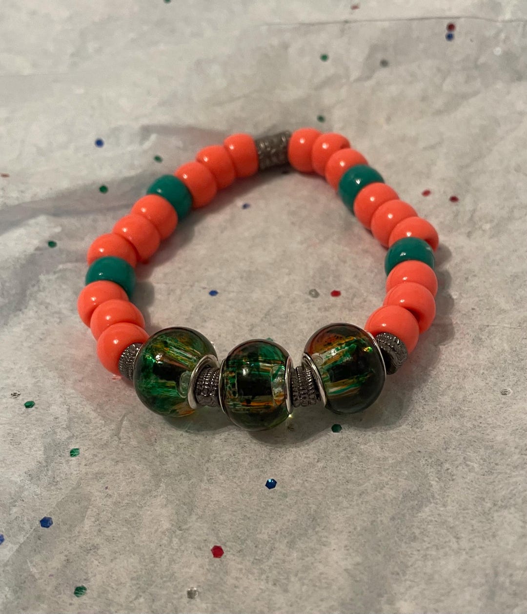 Go Rattlers | FAMU Green Glass Beads Bracelet: Pony Beads, Team Spirit ...