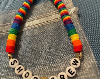 Rainbow (Double) Bracelet | Custom Name or Word Bracelet | PRIDE | LGBTQIA | Heishi Bead Bracelet | Stretch Bracelet | Great Gift Idea