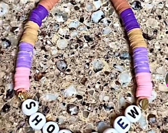 Purple & Pink Rainbow Bracelet | Custom Name or Word Bracelet | Heishi Bead Bracelet | Stretch Bracelet | Great Gift Idea