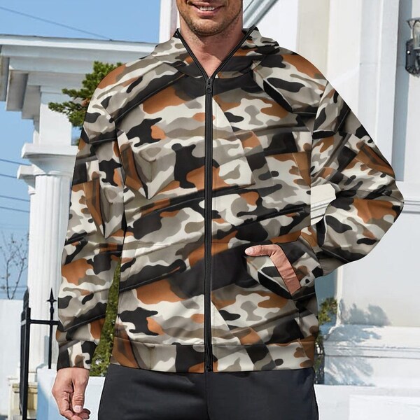 Custom Zip Up Hoodie - Sublimation Comfortable, Sophisticated Urban Chic, Modern Camouflage from Unique Camouflage