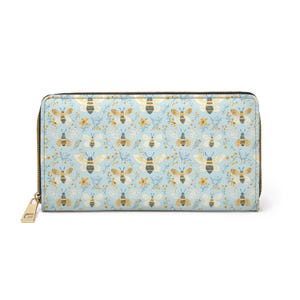 Cartera de abeja, Cartera de verano con cremallera, Regalo para amantes de las abejas, Accesorios de primavera, Cartera de flores, Abejas, Cartera de abeja, Cuero vegano