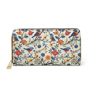 Bird Wallet, Zipper Purse, William Morris Inspired Clutch, Large Wallet, Cute Wallet, Bird Lover, Gift For Her, Anniversary, Unique Gifts