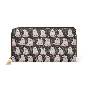 Cartera de verano, monedero con cremallera, clutch con fantasmas, cartera grande, cartera bonita, gótica de verano, regalo para ella, aniversario, regalos únicos