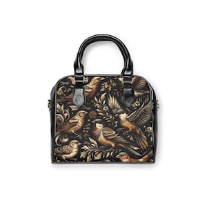 Bolso de patrón vintage de pájaros salvajes, bolso de bruja, accesorios de cuervo, bolso boho de academia oscura Cottagecore, bandolera de cuero de PU, diseño único