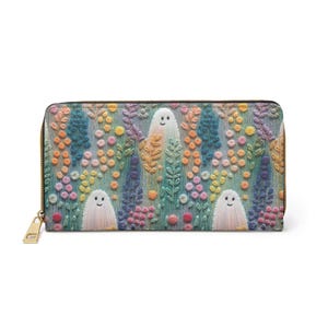 Summer Wallet, Zipper Purse, Cute Ghosts Clutch, Large Wallet, Cute Wallet, Summer Goth, Gift For Her, Anniversary, Unique Gifts