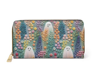 Summer Wallet, Zipper Purse, Cute Ghosts Clutch, Large Wallet, Cute Wallet, Summer Goth, Gift For Her, Anniversary, Unique Gifts