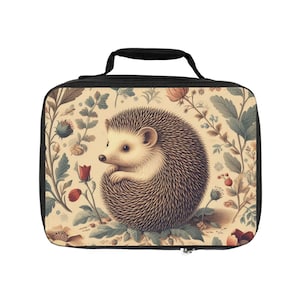 Cute Cottagecore Hedgehog Forest Animals Woodland Print Lunch Box, Cute Back To School Accessories, Nature Theme Lunch Accessories