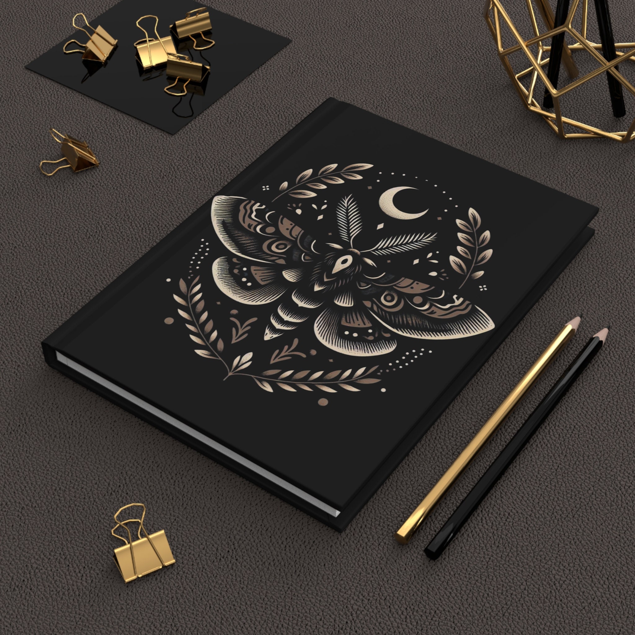 Dark Cottagecore Personalized Journal, Celestial Moth Diary, Witchy ...