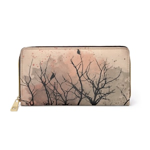 Cartera de silueta de cuervo, cartera de pájaro gótico, pintura estética, titular de la tarjeta de la academia de tema oscuro, regalos místicos, regalos accesorios, inspirado en la naturaleza