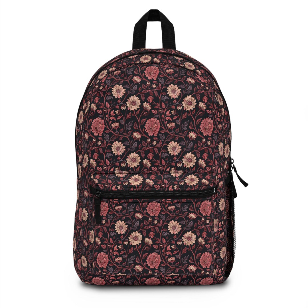 William Morris Floral Backpack: Burgundy Travel Rucksack - Etsy