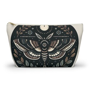 Cottagecore Accessories, Pencil Pouch, Witchy Makeup Bag, Moth Purse, Dark Academia Bag, Celestial Pouch, Emperor Moth, Moth Bag