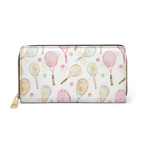 Summer Spring Wallet, Boho Zipper Purse, Pastel Chic Clutch, Large Wallet, Cute Wallet, Tennis Player Gift, Anniversary, Unique Gifts