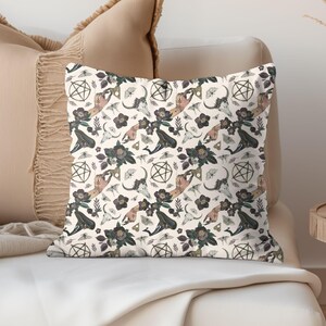 Occult Witchy Spooky Home Decor - Spooky Goth Winter Village Throw Pillow, Halloween Decor, Gothic Home Decor, Dark Winter Scene Cushion,