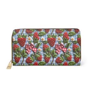 Summer Wallet, Zipper Purse, Strawberries Clutch, Large Wallet, Cute Wallet, Strawberry Lover, Gift For Her, Anniversary, Unique Gifts