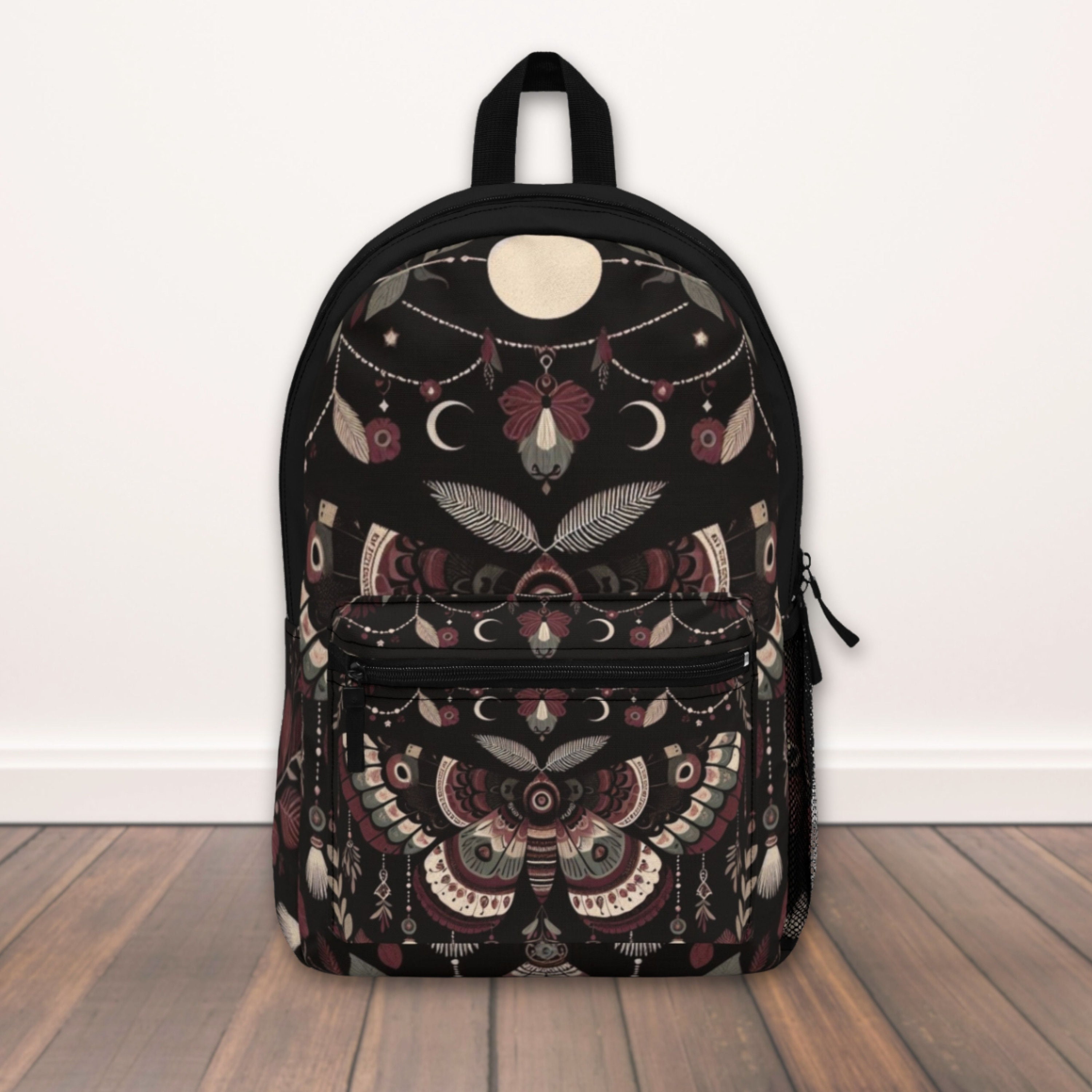 Celestial Backpack Gothic Cottagecore moth Print Bag dark Aesthetic Backpack black Witchy Starry Night Carryall gothic Gear Fantasy Style Etsy UK