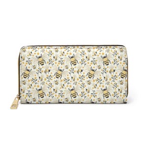Cartera de abeja, Cartera de verano con cremallera, Regalo para amantes de las abejas, Accesorios de primavera, Cartera de flores, Abejas, Cartera de abeja, Cuero vegano