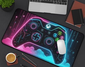 Tapis de bureau gamer néon céleste : tapis de souris gaming RVB