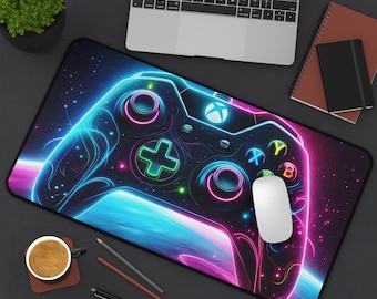 Tapis de bureau gamer néon céleste : tapis de souris gaming RVB