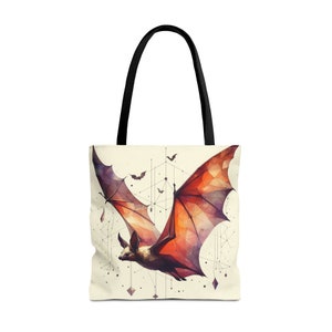 Bat Halloween Gothic Purse Bag, Goth Bag, Bats Print, Dark Academia Cottagecore Accessories, Spooky Witch Tote