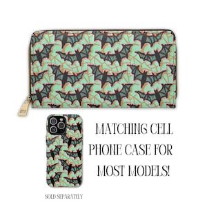 Cartera de murciélago, Cartera de Halloween con cremallera, Accesorios góticos, Accesorios a juego, Carteras para mujer, Cartera de bruja - Cartera con cremallera para mujer