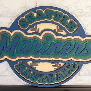 Seattle Mariners MLB Baseball Sports Sign Vintage Style Layered Wood Art