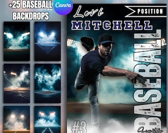Baseball Senior Night Poster Template Canva Editable | Player Spotlight Sports Poster, Team Photo Backdrop, Instant Download