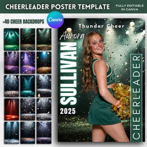 Cheerleader Poster Template: Senior Team Banner (Canva Editable)