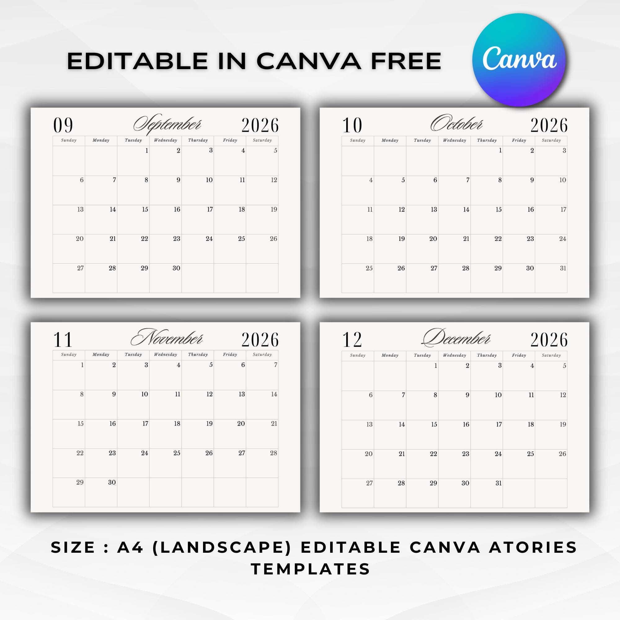 2026 Custom Calendar Template | Canva Editable Monthly | DIY Collage ...