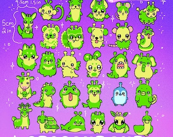 Llavero y pegatinas de coro de animales alienígenas
