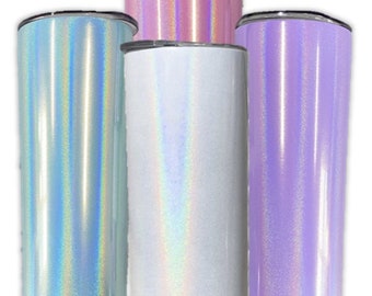 20oz Straight Shimmer Sublimation Tumbler  with Slide Lid - White, Pink, Purple, Blue / Green Colors Available