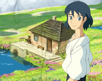 4 x 6 | 11 x 8,25 | Wydruk artystyczny | Studio Ghibli Fan Art, Ruchomy zamek Hauru | Prezent Hauru dla Sophie, Pole kwiatów | Wydruk artystyczny anime Pocztówka