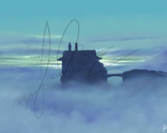 4 x 6 | 11 x 7.5 | Art Print | Studio Ghibli Fan Art, Spirited Away | Bathhouse in the Mist | Anime Art Print Postcard
