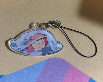 Ponyo Acrylic Keychain/Phone Charm | Studio Ghibli Fan Art | Anime Art | 4 by 2 inches